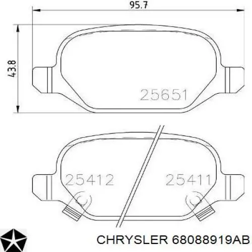 Купити 68088919AB Chrysler Задні колодки