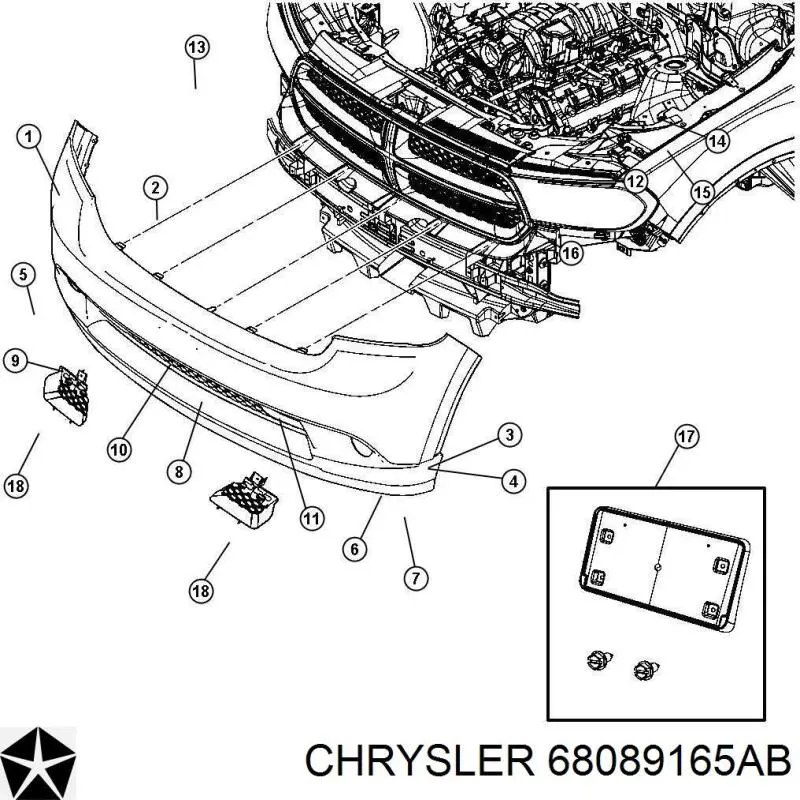 68089165AB Chrysler бампер передній