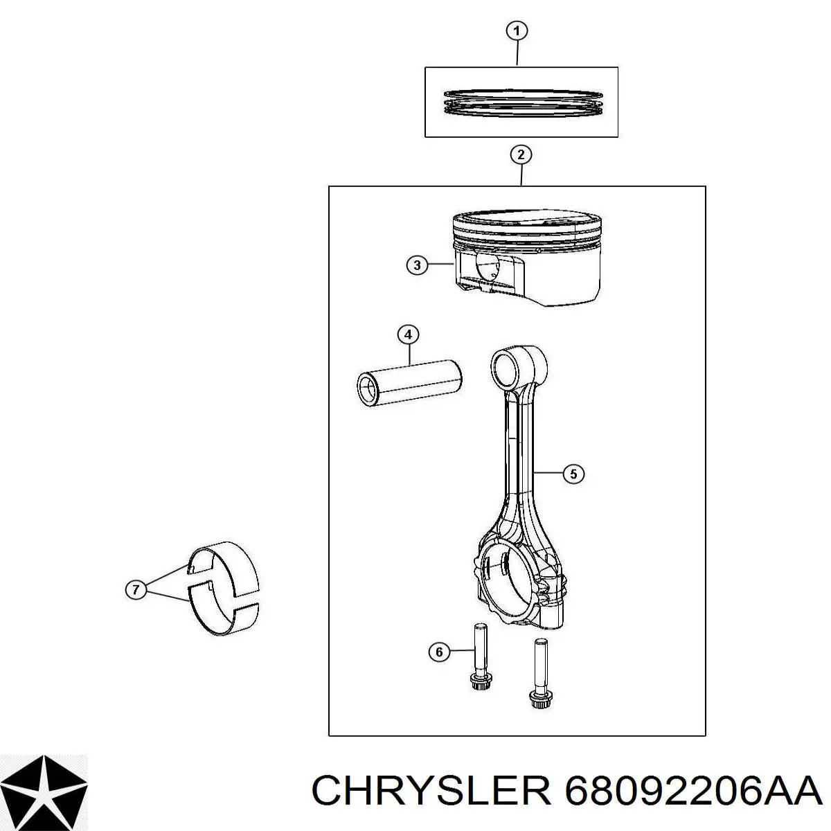 Кільця поршневі на 1 циліндр, STD. Chrysler 68092206AA ціна, від 165.42 USD
