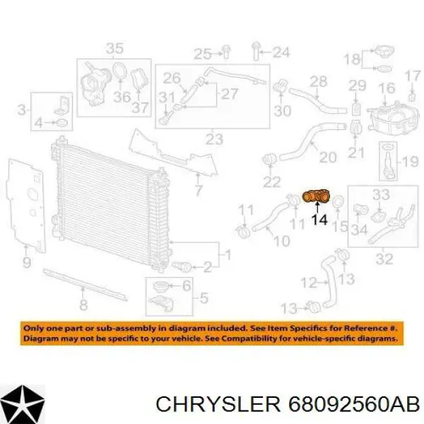 Шланг/патрубок радіатора охолодження, верхній Chrysler 68092560AB ціна, від 12.67 USD