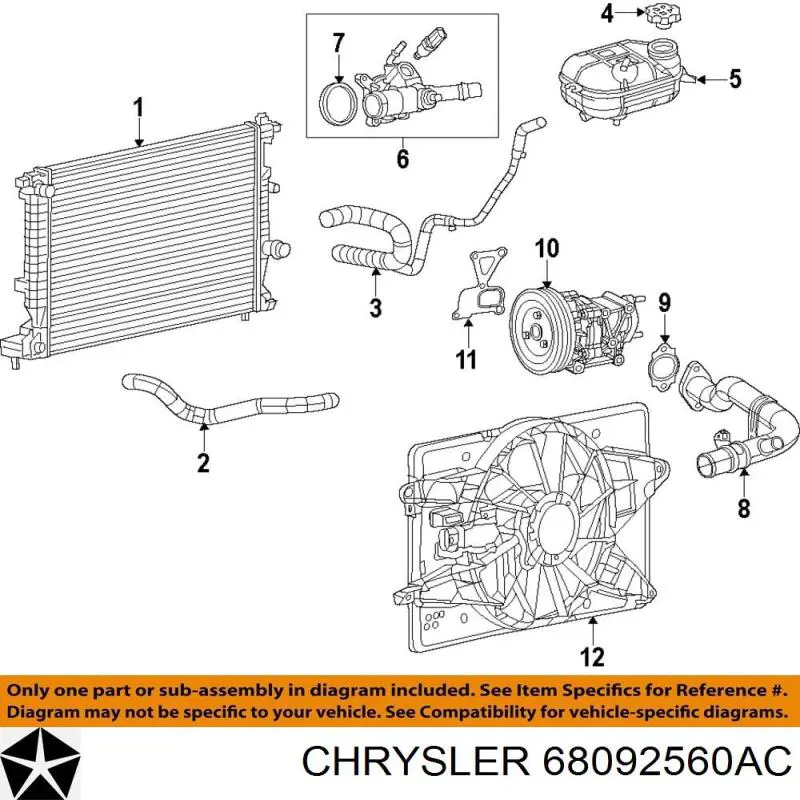 Шланг/патрубок радіатора охолодження, верхній Chrysler 68092560AC ціна, від 12.67 USD