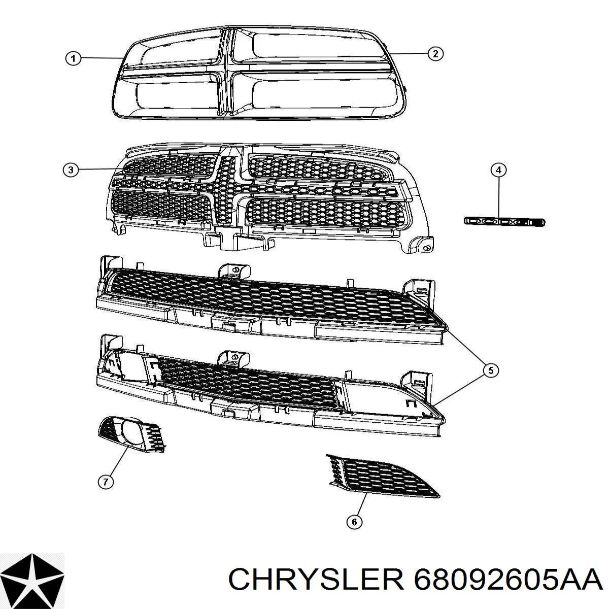 68092605AA Chrysler Решітка переднього бампера, нижня
