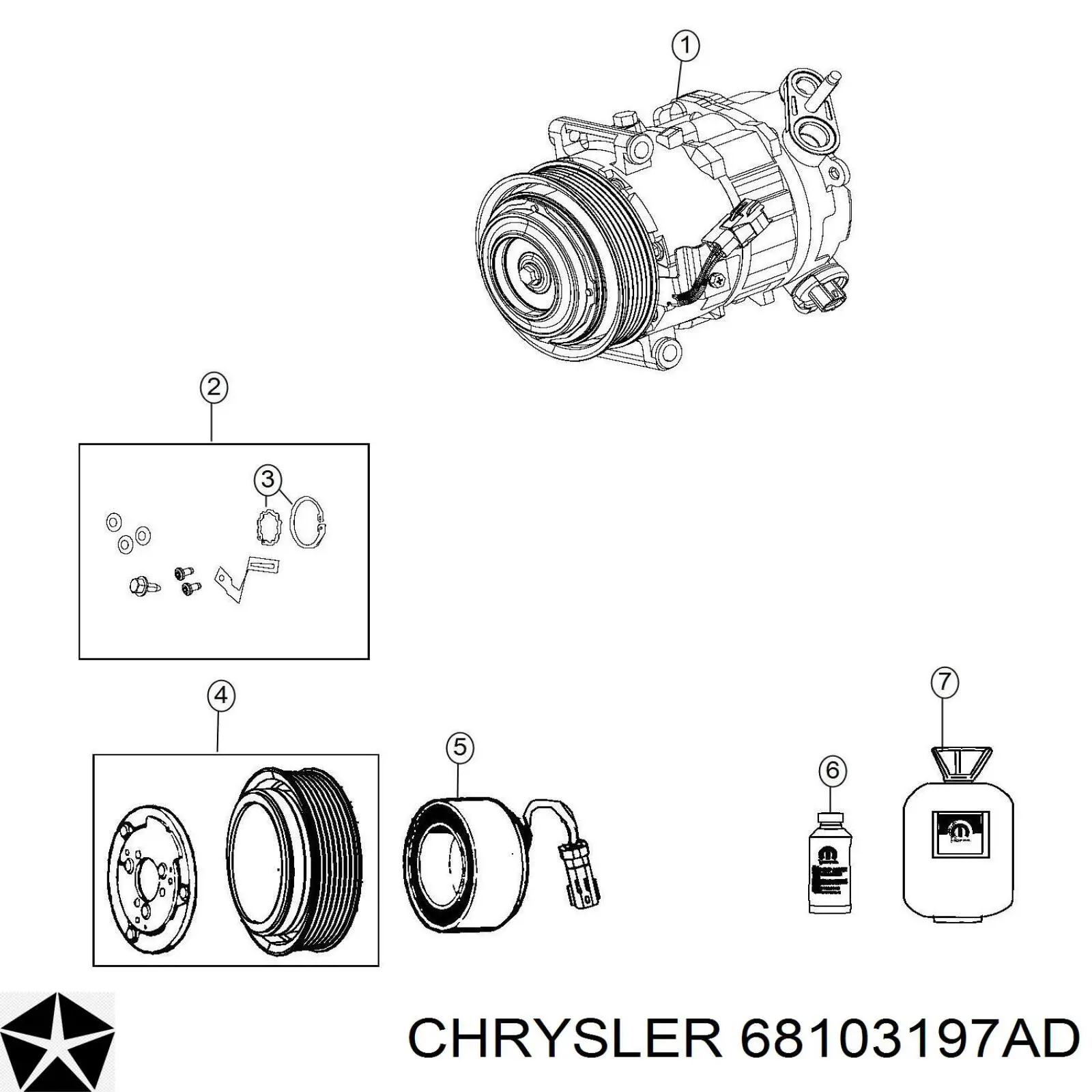 Купити 68103197AD Chrysler Компресор кліматичної установки