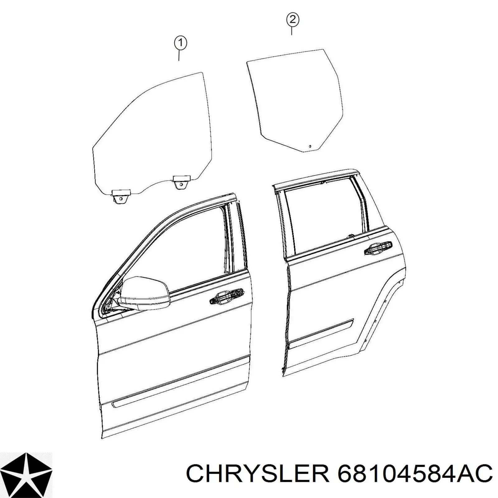 Купити 68104584AC Chrysler Скло передніх дверей, правою