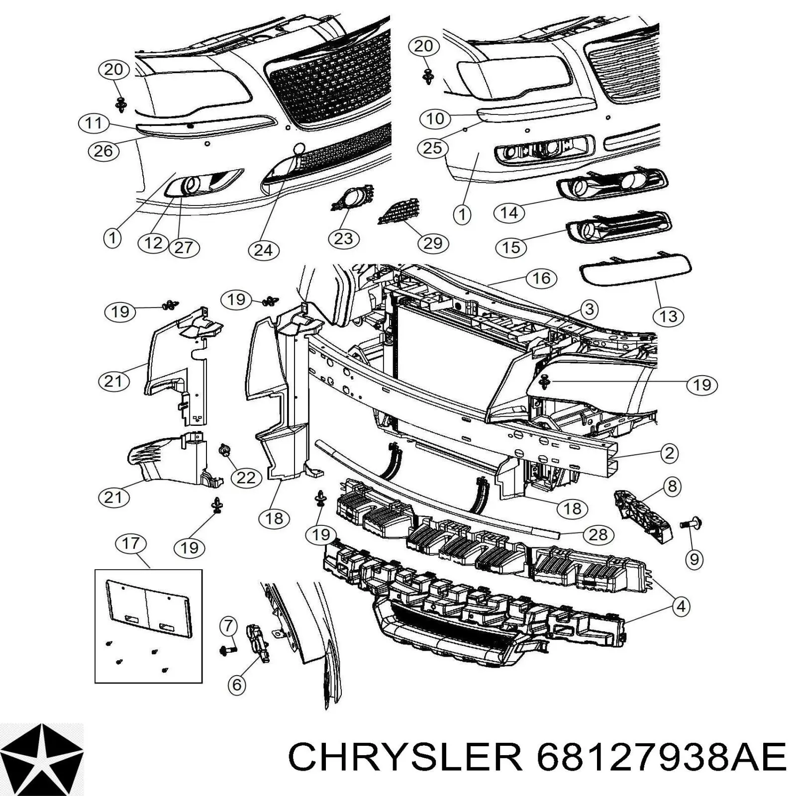 68127938AE Chrysler бампер передній