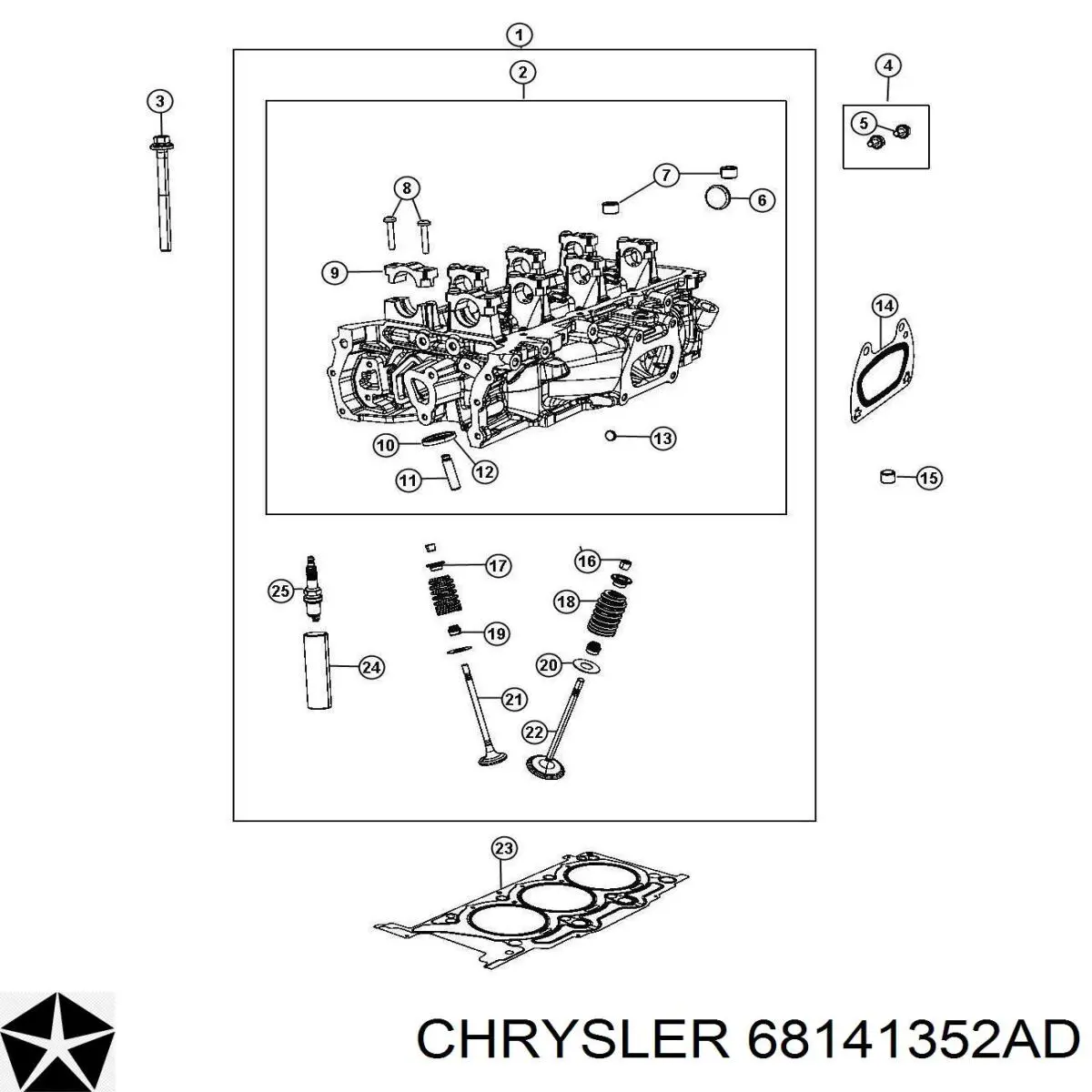 Купити RL141352AB Chrysler Головка блока циліндрів (ГБЦ), права
