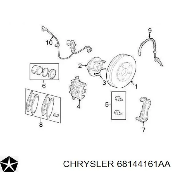 68144161AA Chrysler Супорт гальмівний, передній, лівий