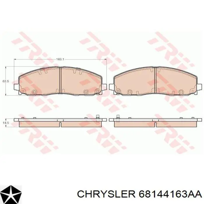 68144163AA Chrysler колодки гальмівні передні, дискові