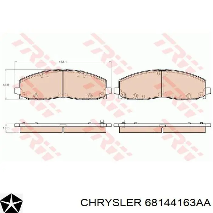 Колодки гальмівні передні, дискові 68144163AA Chrysler