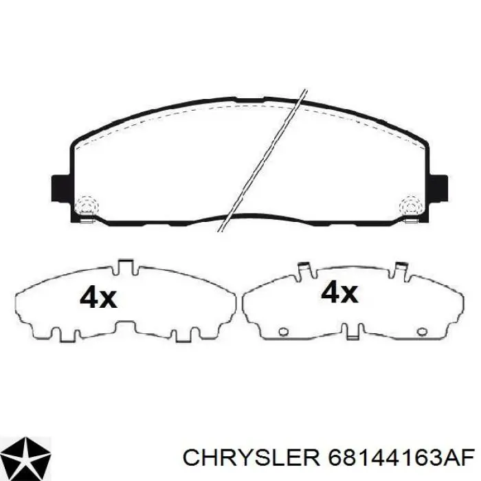 Гальмівні колодки Chrysler 68144163AF ціна, від 52.01 USD