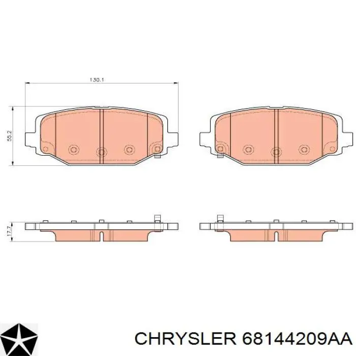 Купити 68144209AA Chrysler Задні колодки