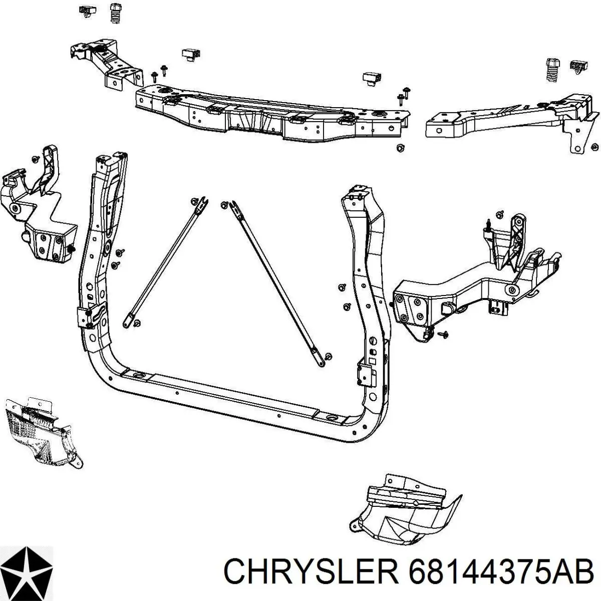 68144375AB Chrysler Супорт радіатора нижній/монтажна панель кріплення фар