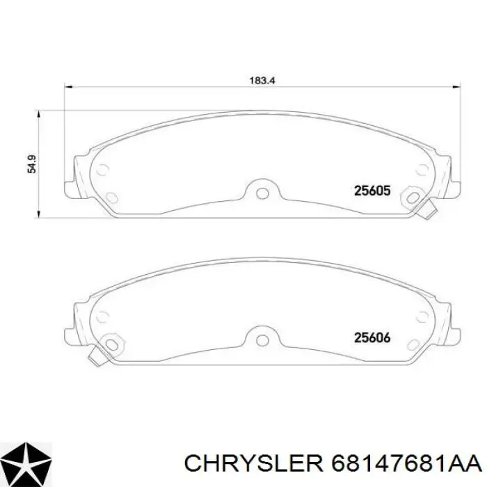 68185434AA Chrysler колодки гальмівні передні, дискові