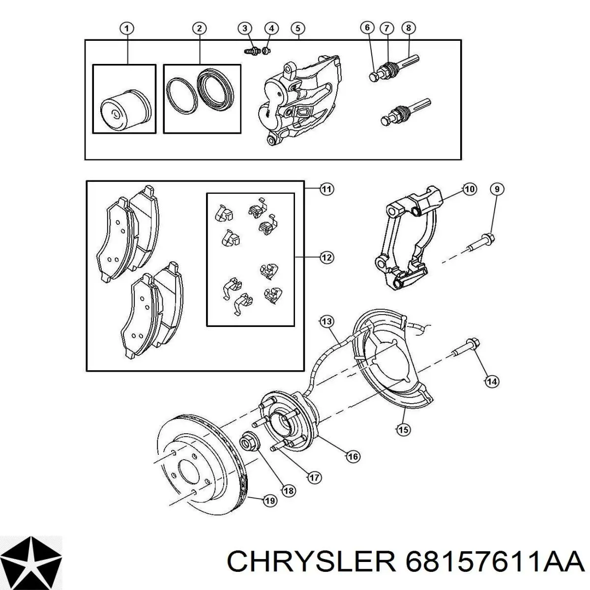 Купити 68157611AA Chrysler Супорт гальмівний передній лівий