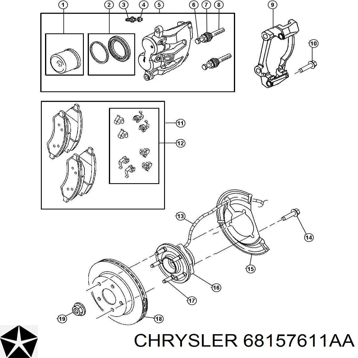 Купити 05143358AF Chrysler Супорт гальмівний передній лівий