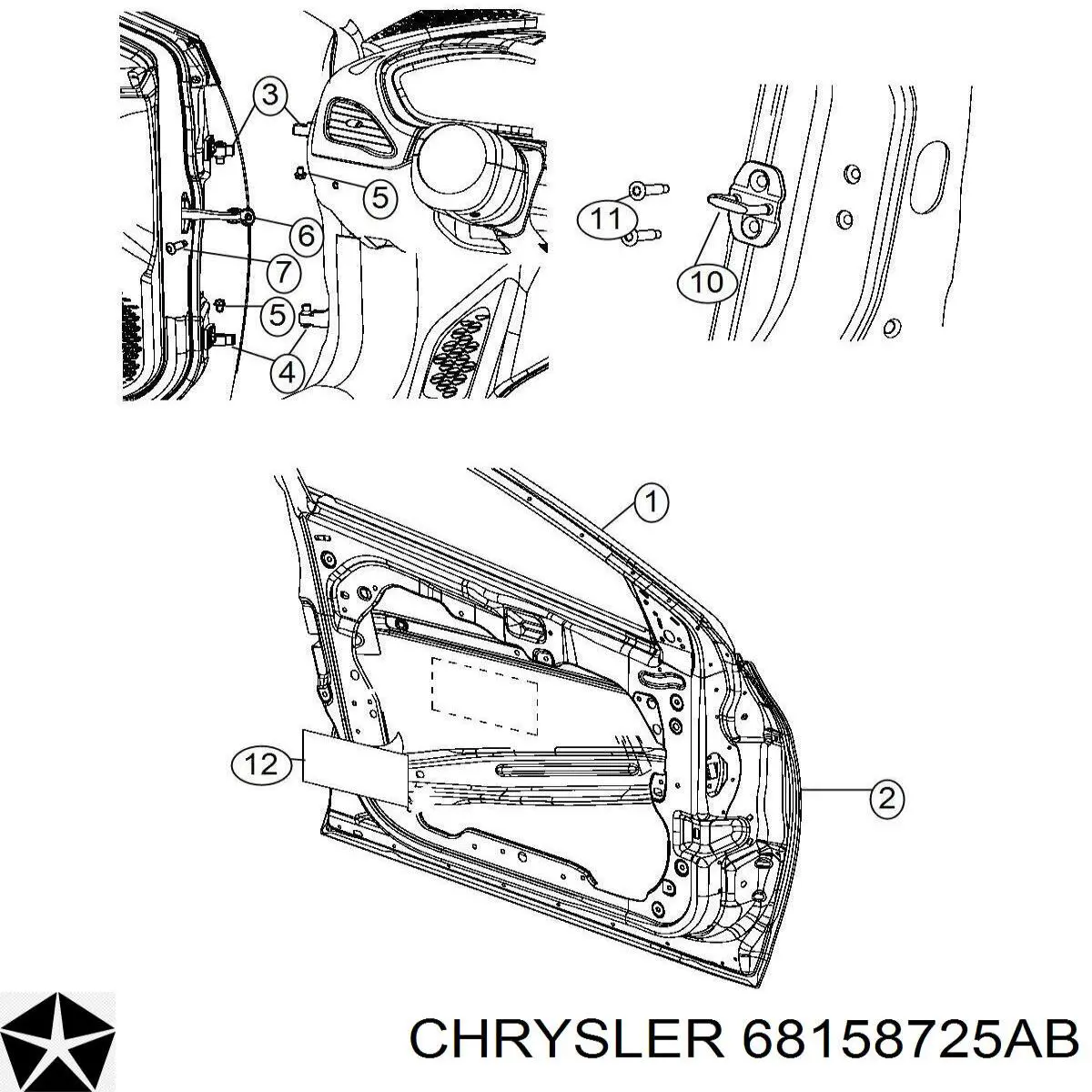 Двері передні, ліві Chrysler 68158725AB ціна, від 157.48 USD