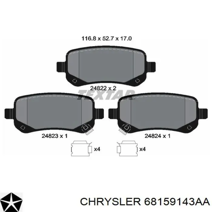 68159143AA Chrysler колодки гальмові задні, дискові