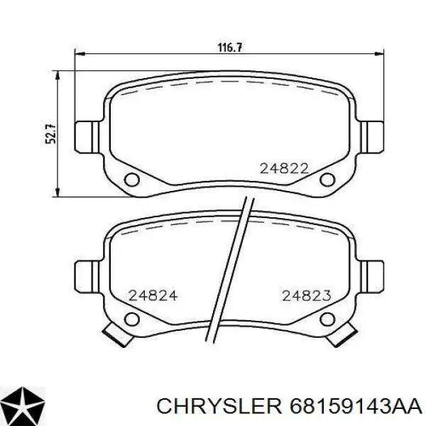 Купити 68159143AA Chrysler Задні колодки