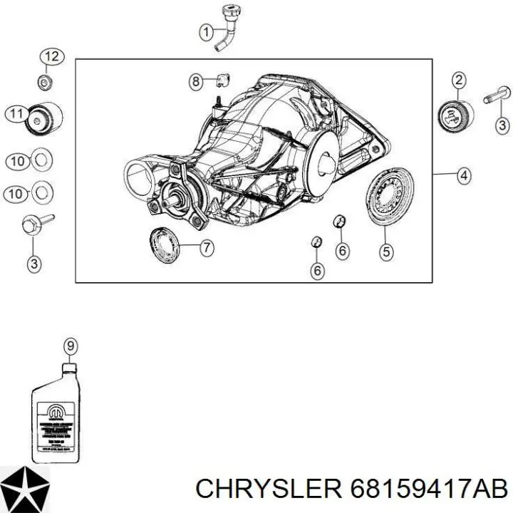 Купити 68378937AB Chrysler Редуктор середнього моста (головна передача)