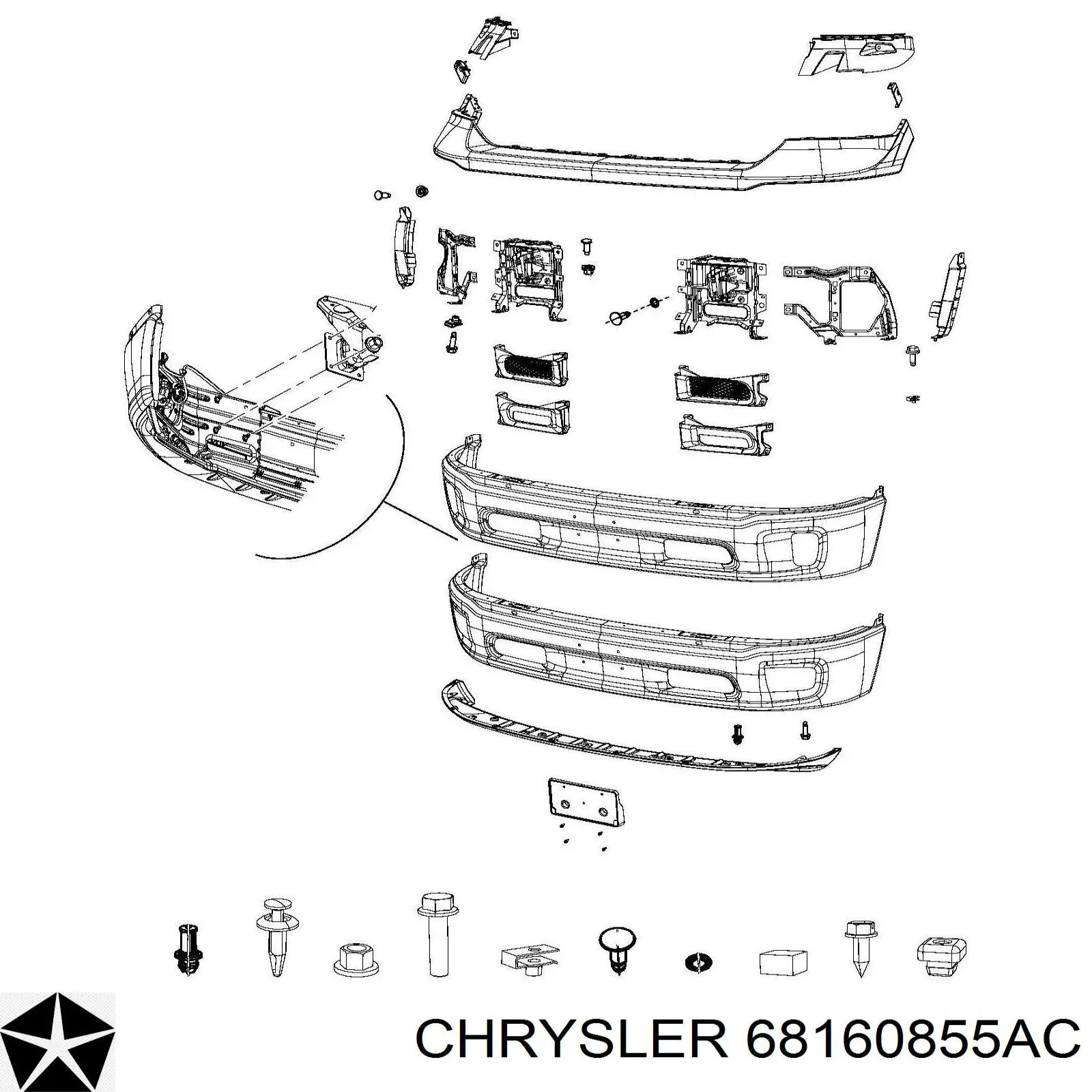 68160855AC Chrysler бампер передній, нижня частина