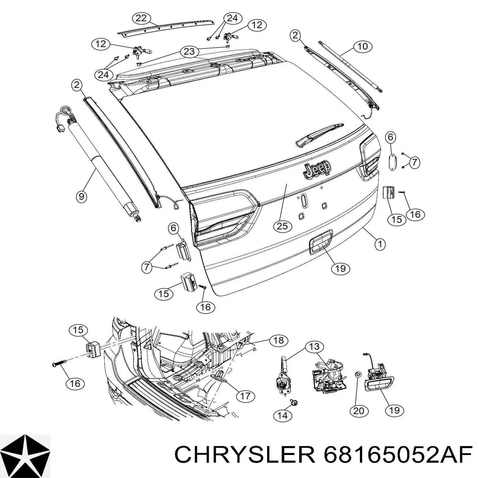 68165052AC Chrysler амортизатор кришки багажника/ двері 3/5-ї задньої