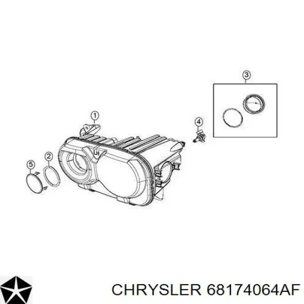 Фара правая Chrysler 68174064AF ціна, від 446.93 USD