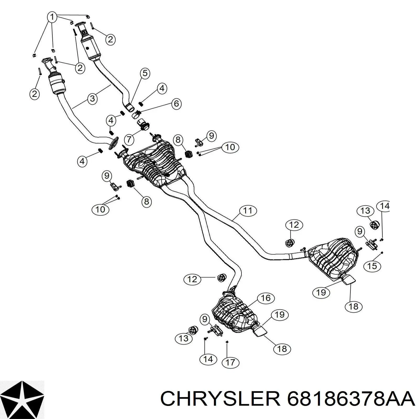 Вихлопна труба Chrysler 68186378AA ціна, від 121.33 USD