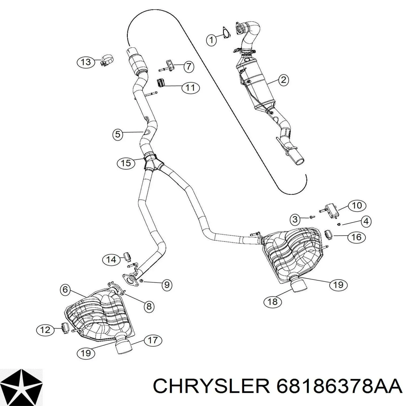 68186378AA Chrysler Глушник, задня частина