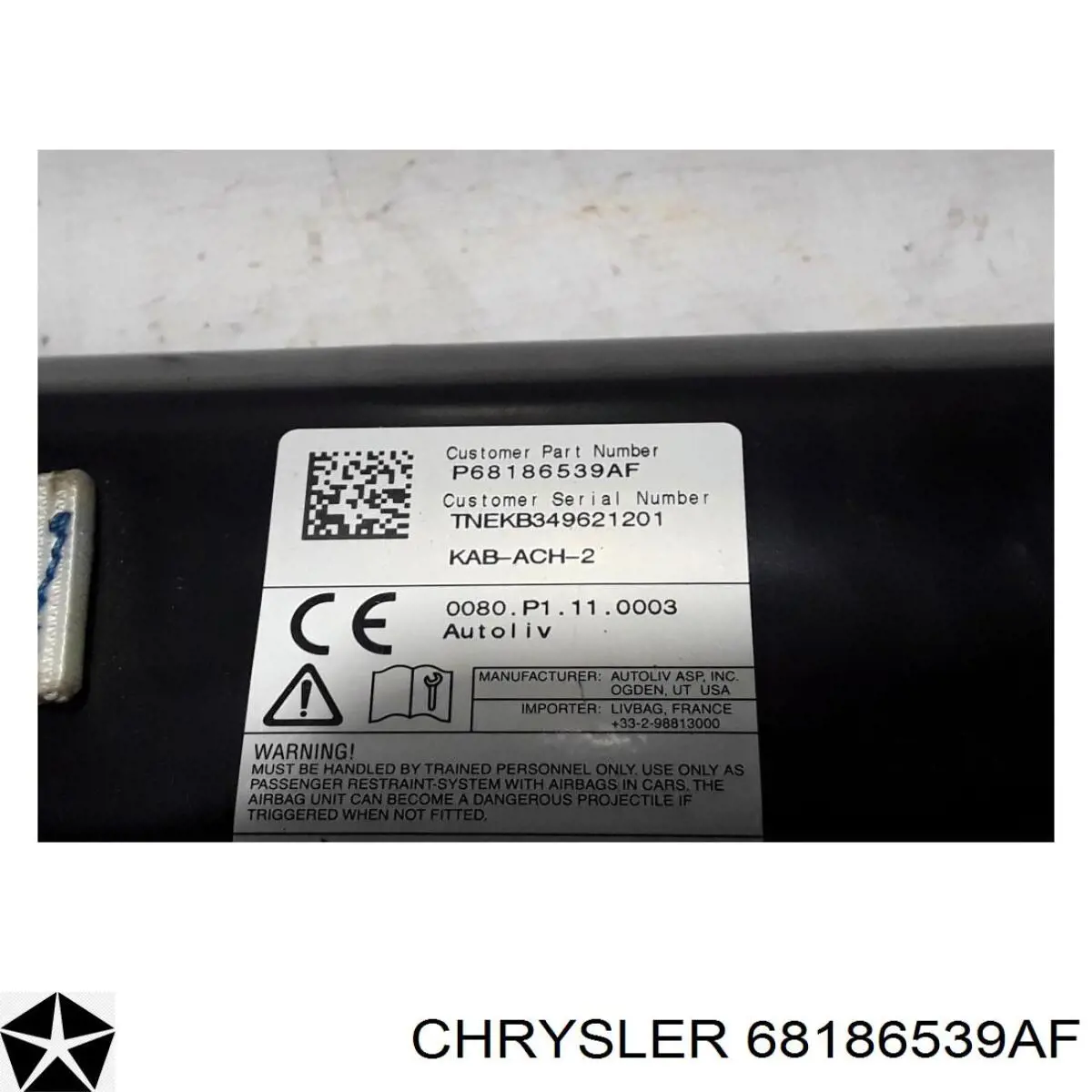 Подушка безпеки (AIRBAG) пасажирська, захисту колін Chrysler 68186539AH ціна, від 143.43 USD