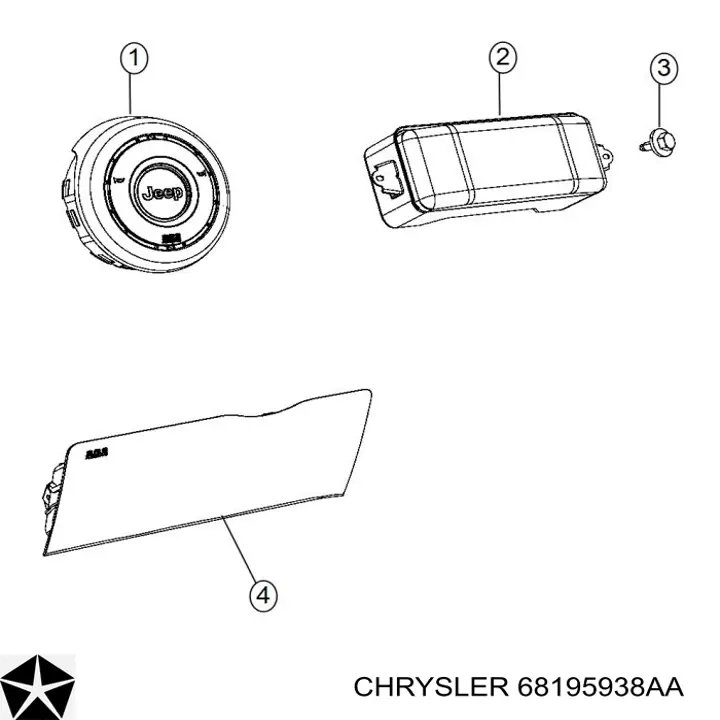 Подушка безпеки бокова Chrysler 68195938AA ціна, від 45.99 USD