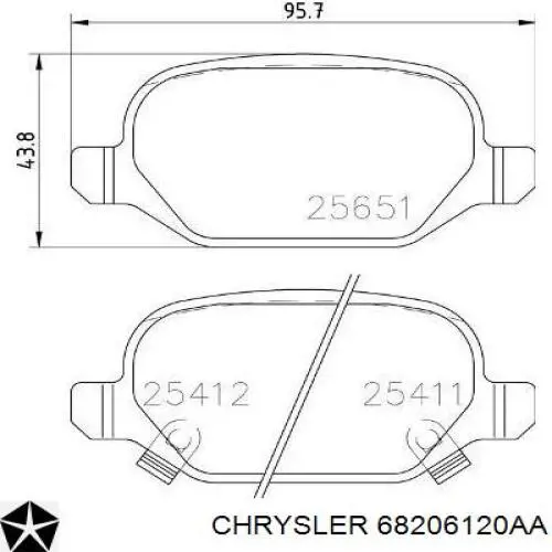 Колодки гальмові задні, дискові 68206120AB Chrysler