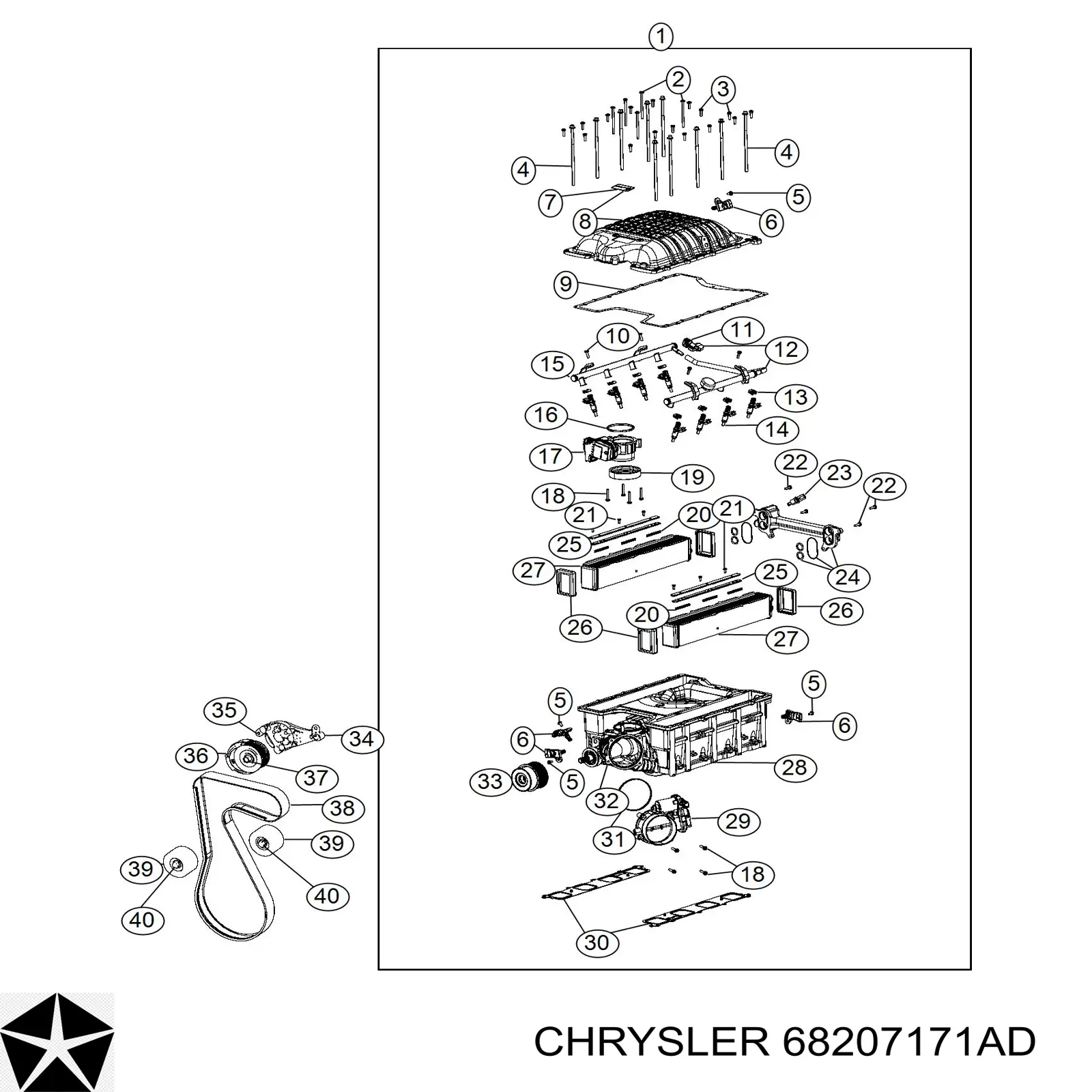 Клиновий ремінь Chrysler 68207171AD ціна, від 44.64 USD
