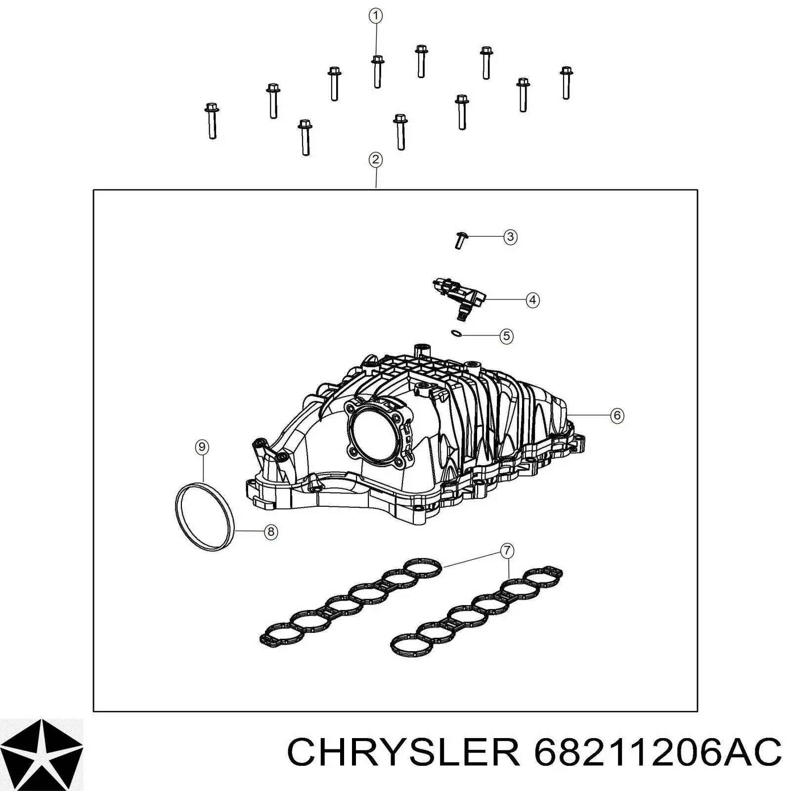 68211206AC Chrysler Колектор впускний