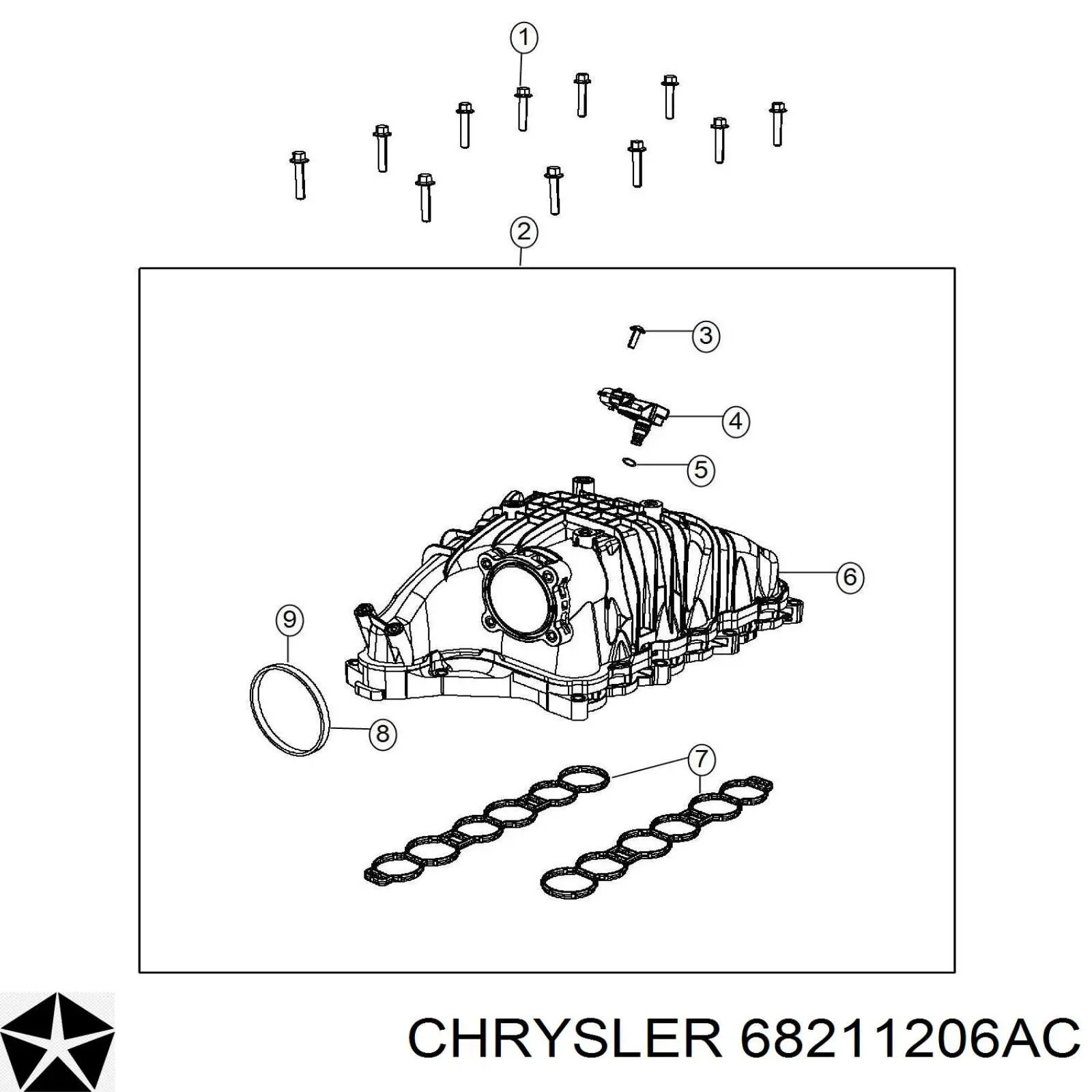 68211206AA Chrysler колектор впускний