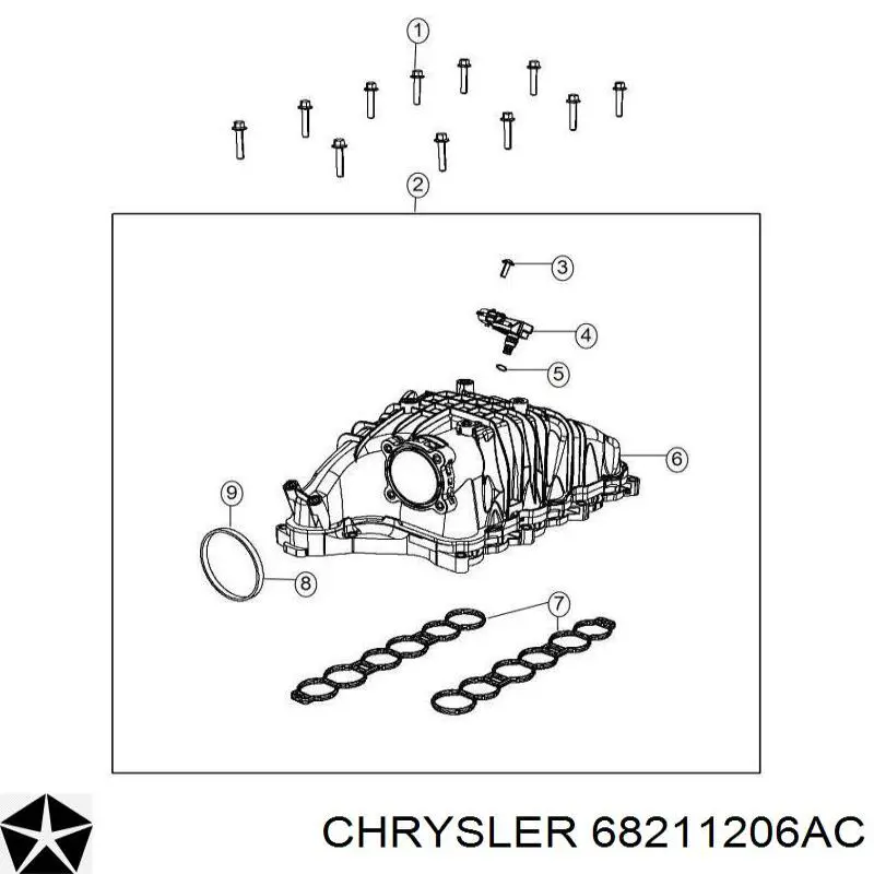 Колектор впускний Chrysler 68211206AC ціна, від 283.64 USD