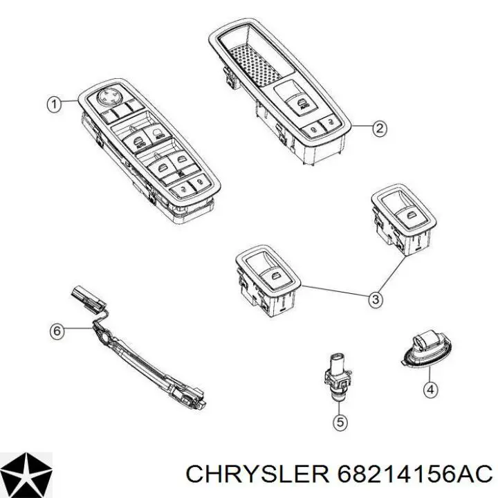 Кнопка вмикання двигуна склопідіймача задня K68214156AB Fiat/Alfa/Lancia