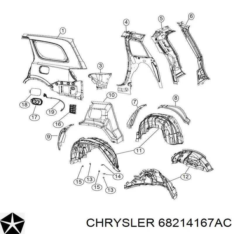 Крило заднє ліве 68214167AB Chrysler