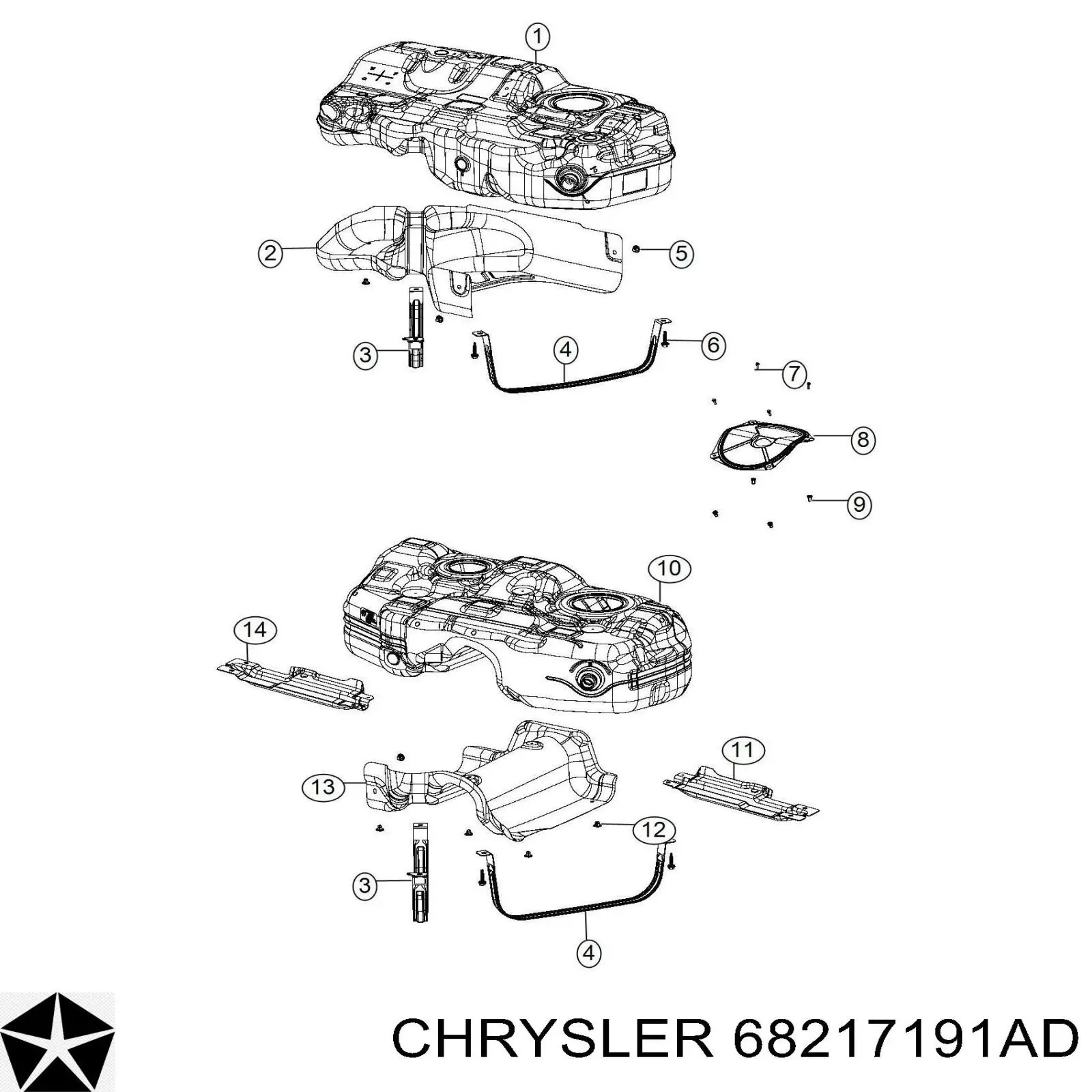 Купити 68217191AD Chrysler Бак паливний додатковий