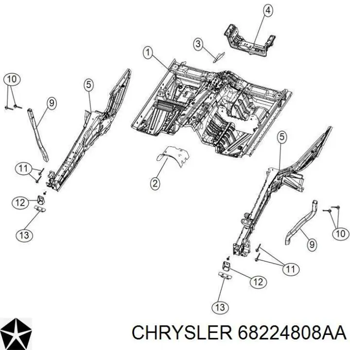 Купити 68224808AA Chrysler Лонжерон рами передній лівий