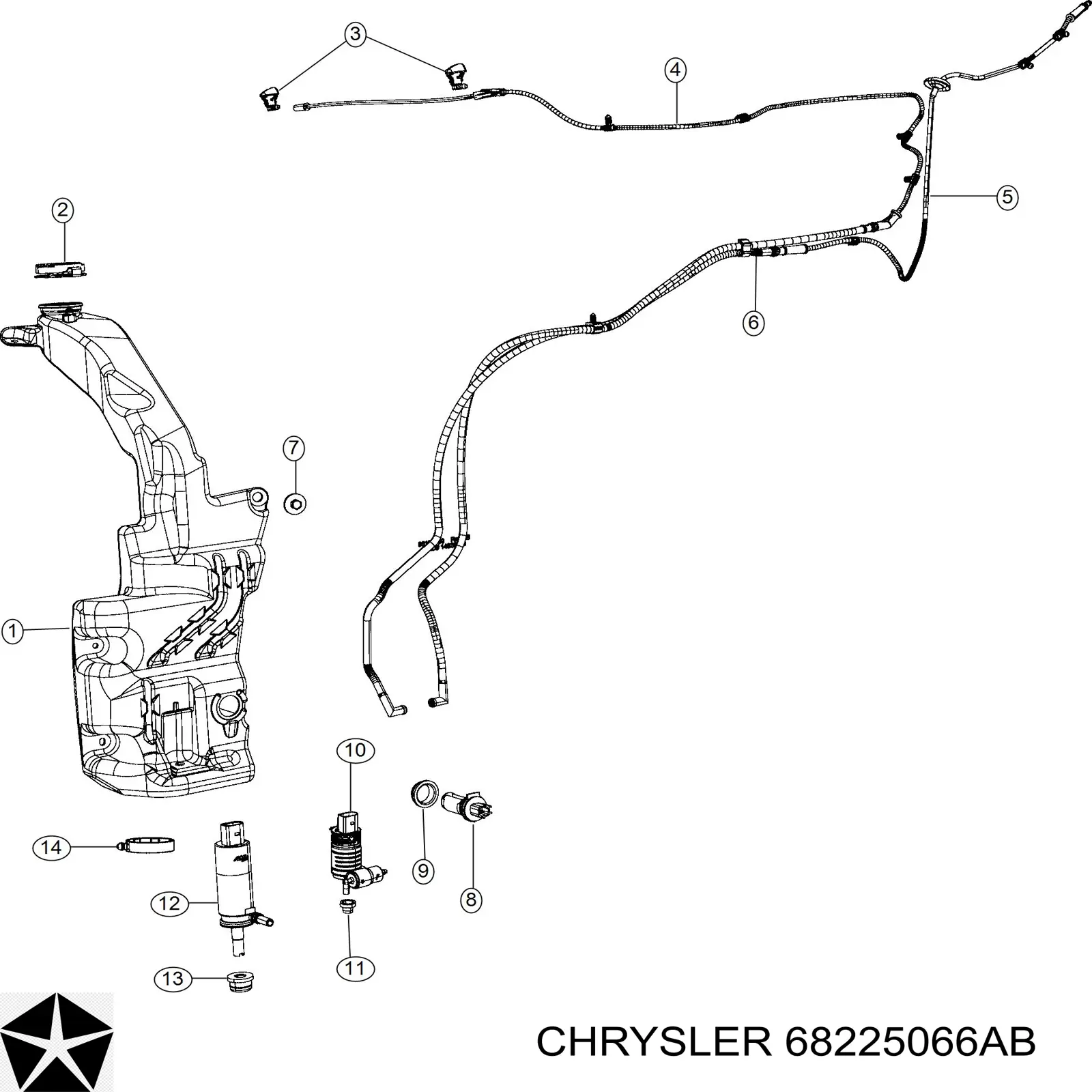 Насос-двигун омивача скла, перед/зад 68225066AB Chrysler