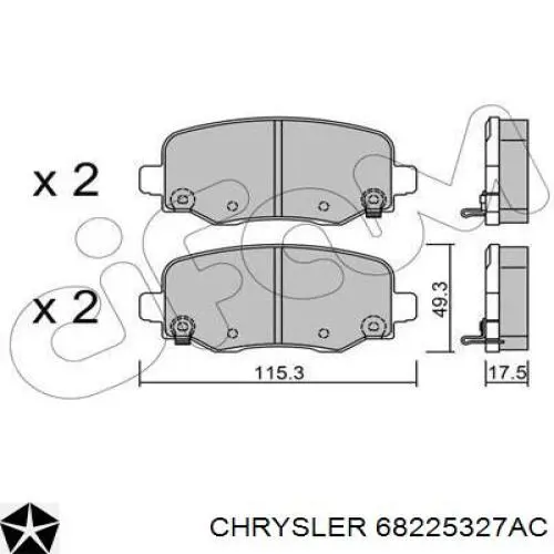 Купити 68225327AC Chrysler Задні колодки