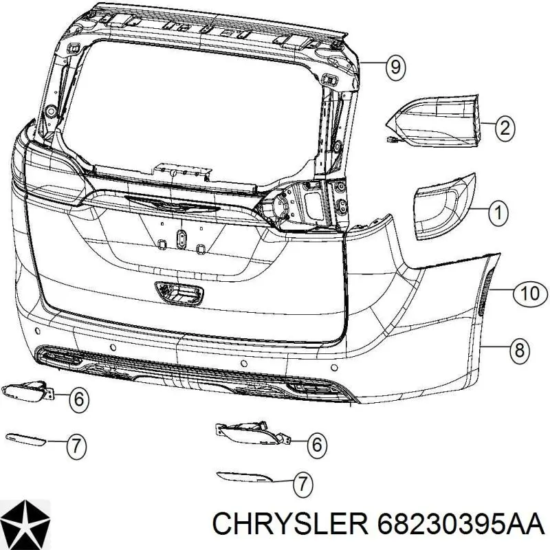 68230395AA Chrysler Лівий катафот бампера