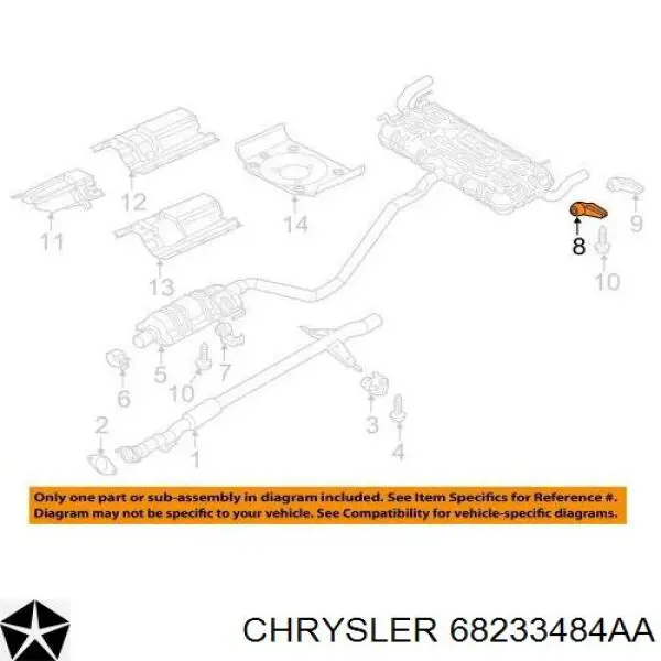 Кронштейн приймальної труби глушника Chrysler 68233484AA ціна, від 25.34 USD