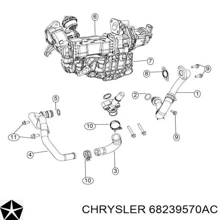 Клапан EGR Chrysler 68239570AC ціна, від 634.88 USD