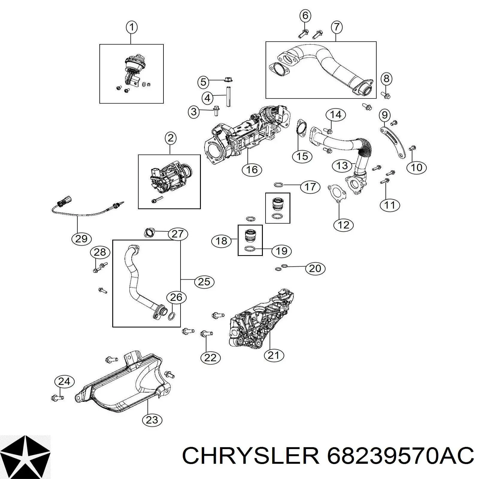 68239570AC Chrysler Клапан рециркуляції відпрацьованих газів EGR