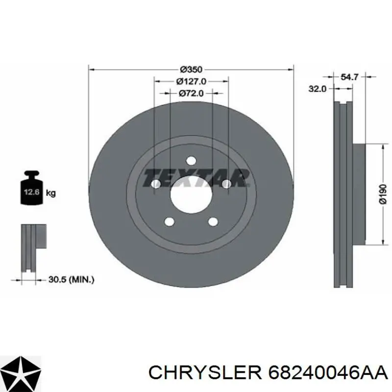 Купити 68240046AA Chrysler Ротор гальмівний
