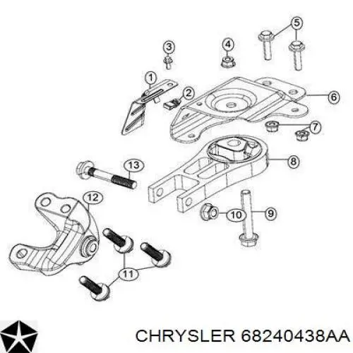 68240438AA Chrysler подушка (опора двигуна, задня)