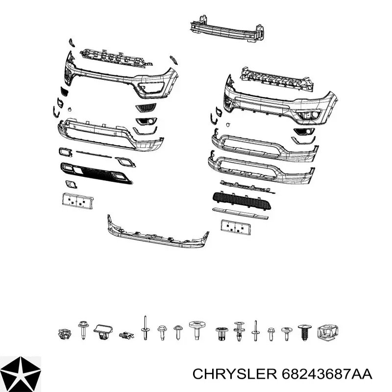 Шина бампера переднього Chrysler 68243687AB ціна, від 142.44 USD