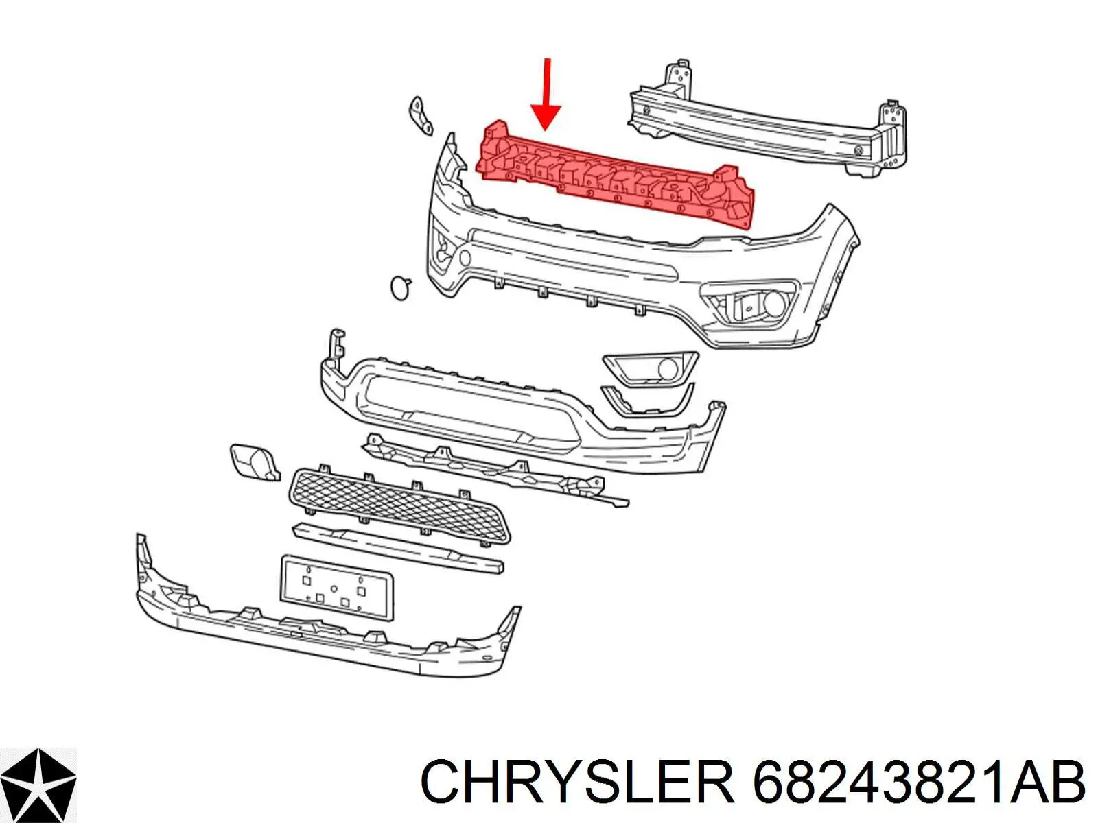 Купити 68243830AB Chrysler Абсорбер (наповнювач) бампера переднього