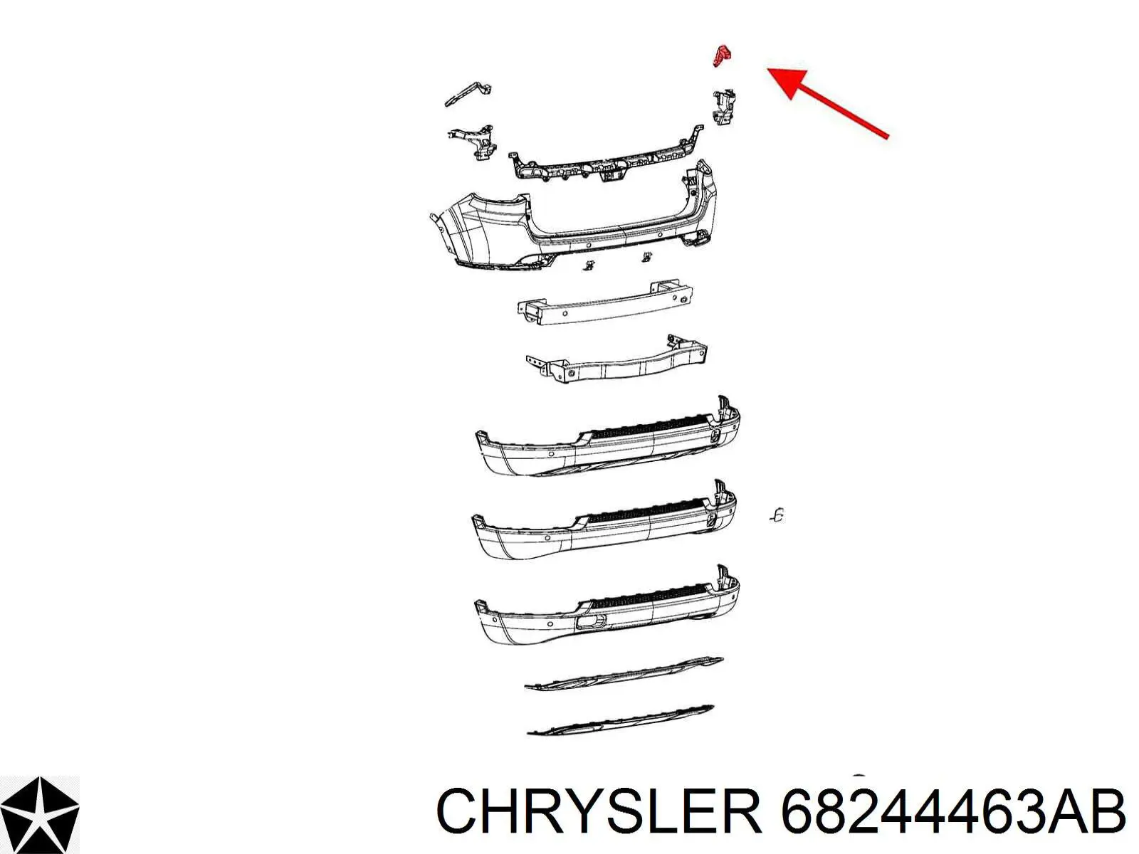 Купити 68244463AB Chrysler Кронштейн бампера заднього, зовнішній лівий
